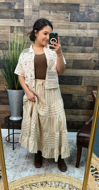 Taupe & Ivory Textured Maxi Skirt