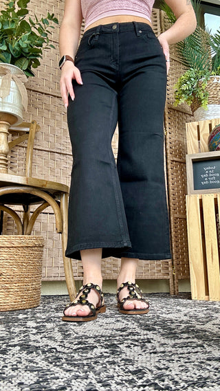 MICA W3867BK BLACK Hi Rise Wide Leg Jeans
