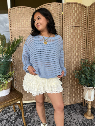 Alternate view of Oh Bouy! BLUE Slouchy Sweater Top
