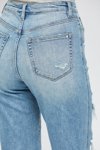 MICA T3014 Jean Med Wash High Rise Straight Leg Distressed
