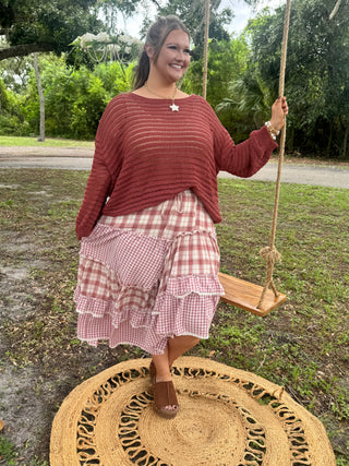 Alternate view of Jolene Pink Plaid Ruffle Skirt
