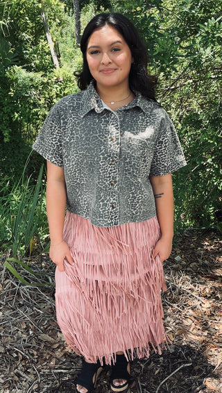 Tiered Fringe Tassel Midi Skirt Origami (5 COLORS!)
