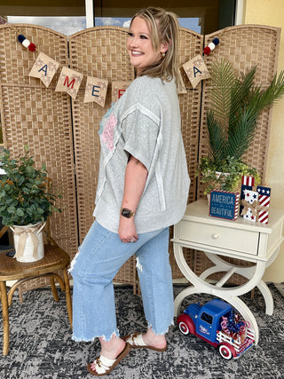 Alternate view of Peach Love Americana Polka Dot Top
