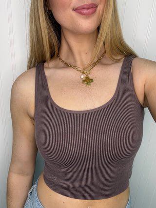 Alternate view of RIBBED BROWN Reversible Seamless Tank
