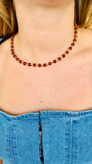 Alternate view of Brown Glass Bead Magnetic Necklace

