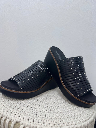 Alternate view of Corkys Much Better Black Strappy Wedge
