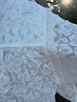 Alternate view of Ivory Lace Eyelet Accent Long Slv Blouse Top
