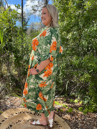 Alternate view of Oddi Tropical Dream Floral Belted Midi Dress
