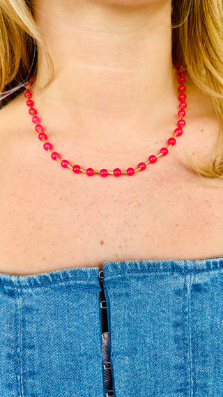 Pink Glass Bead Magnetic Necklace
