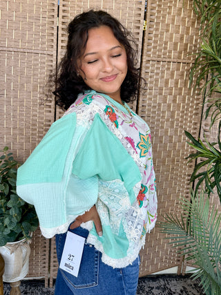 Alternate view of POL Mint Floral Oversized Top
