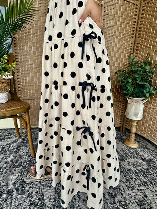 Alternate view of Tied Up For The Moment Dotted Maxi Dress

