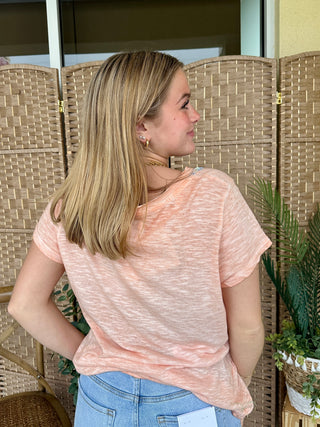Alternate view of POL It's Not the Destination CORAL PEACH Top
