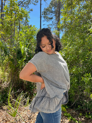 Alternate view of Charcoal Ruffle Bottom Top
