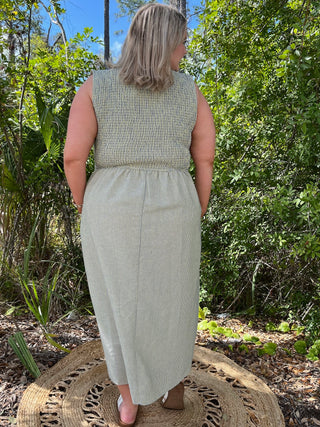 Lemon Blueberry Stripe Midi Dress
