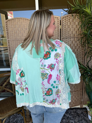 Alternate view of POL Mint Floral Oversized Top
