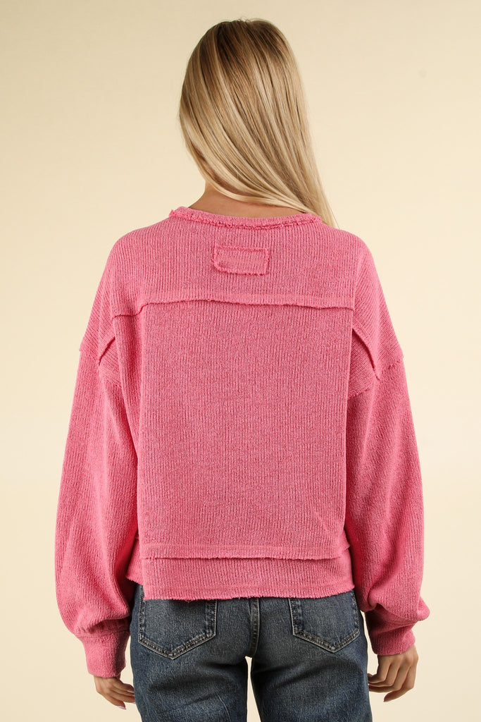 Very J Hot Pink Chenille Oversized Sweater - The Gypsy Belle Boutique