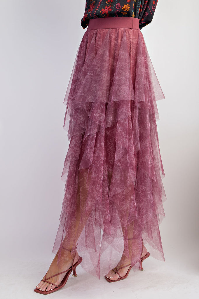 Easel - Plum Printed Tulle Ballerina Skirt - The Gypsy Belle Boutique