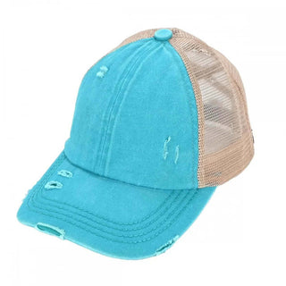 Turquoise hat with customizable initials at This Hat Bar, stylish accessory for personalized fashion.