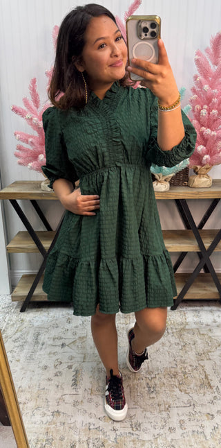 Umgee Ruffled Trim Textured Baby Doll Dress (2 COLORS)