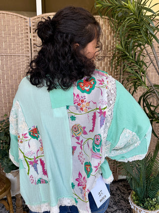 Alternate view of POL Mint Floral Oversized Top
