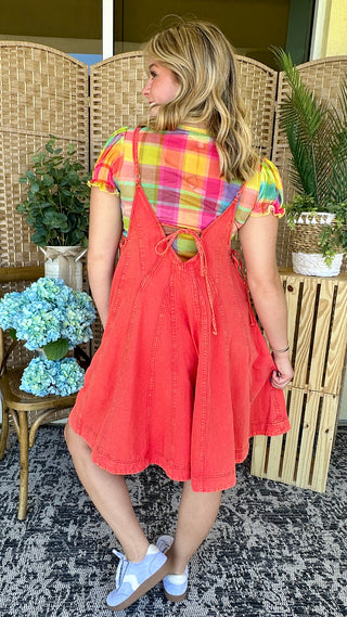 Alternate view of Easel Soak Up the Sun Romper Vintage Red
