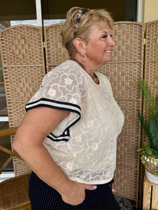 Alternate view of Human Nature Ivory Embroidered Top
