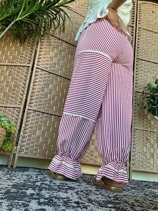 Alternate view of Red Stripe Frilly Jogger Pant

