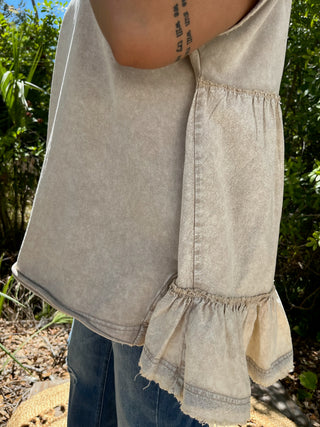 Alternate view of Ecru Ruffle Bottom Top
