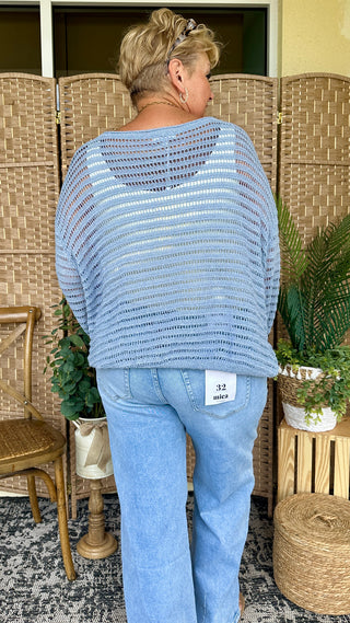 Alternate view of Oh Bouy! BLUE Slouchy Sweater Top
