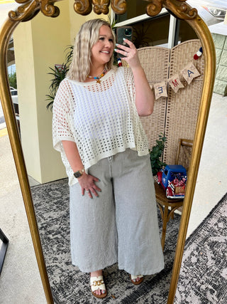 Alternate view of Headed to the Hamptons Seersucker Wide Leg Pants
