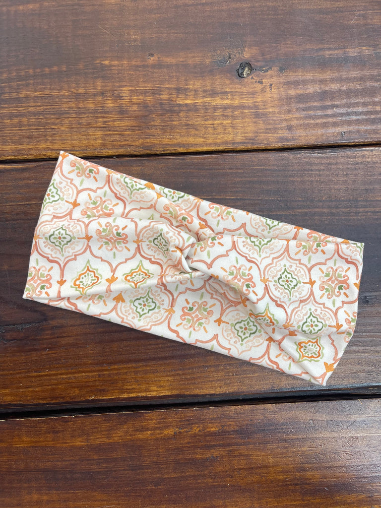 Gypsy Wrap - TWIST Peach & Green Print - The Gypsy Belle Boutique