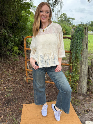 Risk It All NATURAL Dolman Lace Top OVERSIZED
