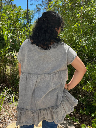 Alternate view of Charcoal Ruffle Bottom Top
