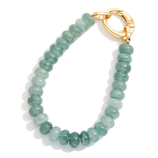 Dusty Teal Candy Bead Stretch Bracelet with Gold Link