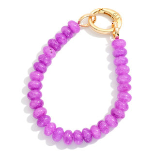 Purple Candy Bead Stretch Bracelet with Gold Link