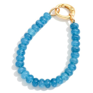 Turquoise Candy Bead Stretch Bracelet with Gold Link