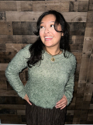 Mohair Long Sleeve Crewneck Sweater Top (3 COLORS)