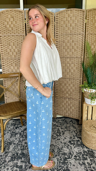 Alternate view of Uptown Girl White Bubble Hem Top
