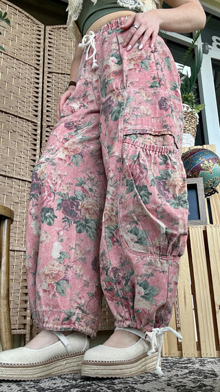 Alternate view of Pink Moon Bloom Floral Wideleg Jogger Pants
