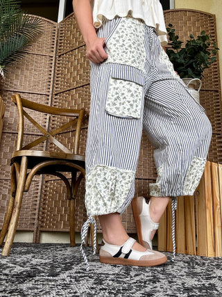 Alternate view of Prairie Mae Blue & Cream Jogger Pants
