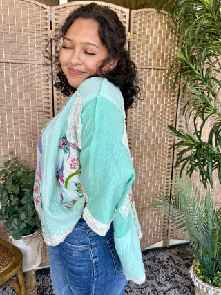 Alternate view of POL Mint Floral Oversized Top
