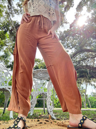 Walking on a Thin Line CAMEL Relaxed Fit Pants
