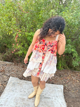 POL Peach & Lace Layer Dress