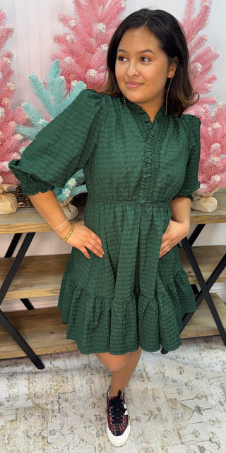 Umgee Ruffled Trim Textured Baby Doll Dress (2 COLORS)