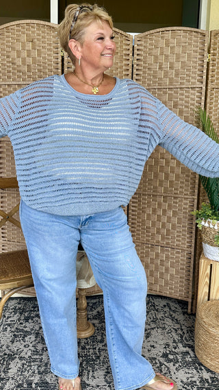 Alternate view of Oh Bouy! BLUE Slouchy Sweater Top

