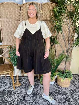 Alternate view of Easel Soak Up the Sun Romper Vintage Black
