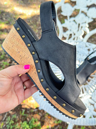 Corkys For Keeps Black Sandal Wedge
