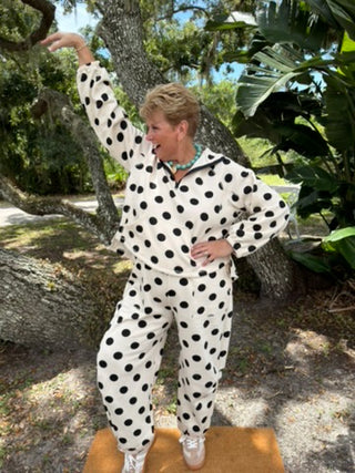 The Sweet Spot Ivory & Black Dot Pant Set
