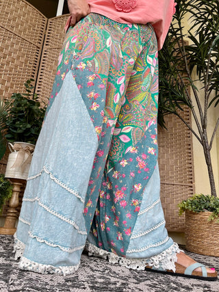 Alternate view of Oli & Hali Teal Beach Bound Wide Leg Pant
