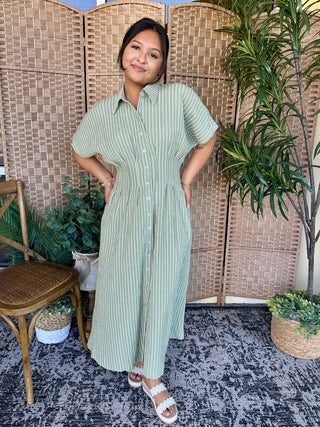 Alternate view of Summer in Sage Button Front Dress
